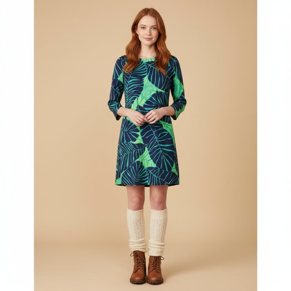 Lilly Pulitzer Womens 2 Palm Sleeve Shift Dress Green Resort Wear CN